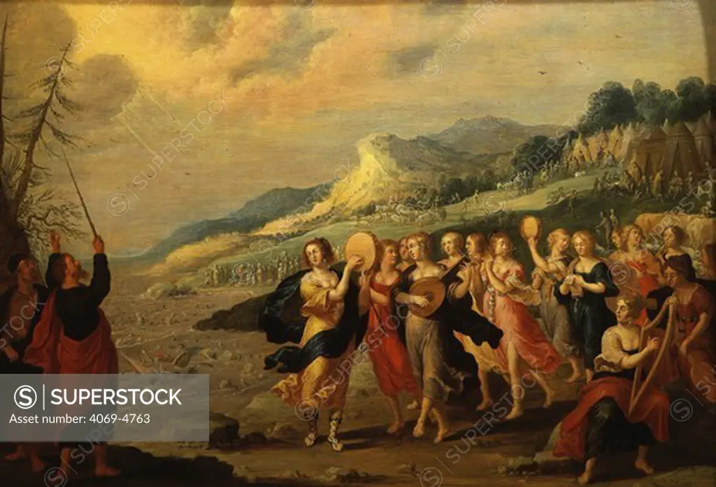 Dance of the Hebrews after crossing the Red Sea, late 16th - early 17th century Flemish with initials H. V.