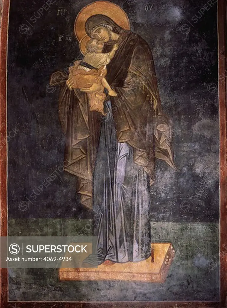 Madonna and child, fresco, Cariye Camii or San Salvatore (Saint Saviour) in Chora, Istanbul, Turkey, 14th century