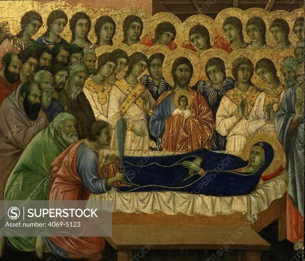 Death of the Virgin Mary, predella to La Maesta (Majesty), painted 1308 for high altar of duomo (cathedral), Siena