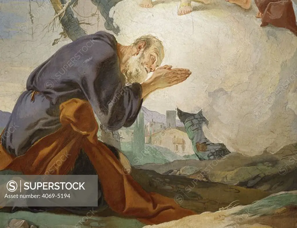 Abraham praying, from Apparition of the angels to Abraham, fresco, 1726-28 (detail)