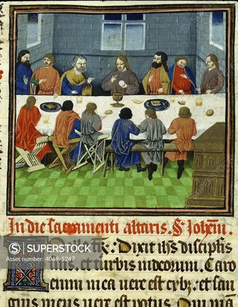 The Last Supper ,15th century, Gospels of Saint Wulfram (Bishop of Sens, 7th-8th century, French)