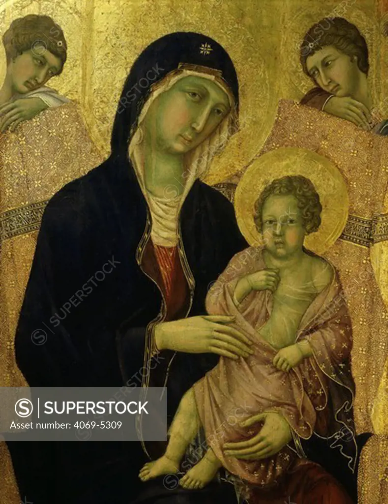 Madonna and Child, from La Maesta (Majesty), painted 1308 for high altar of duomo (cathedral), Siena (central detail)