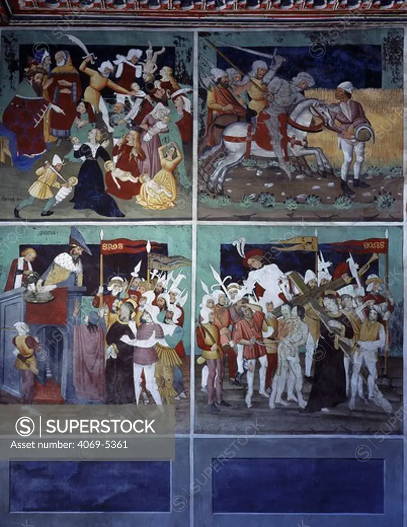 Massacre of the Innocents and Passion scenes, from Life of Christ, fresco, 15th century
