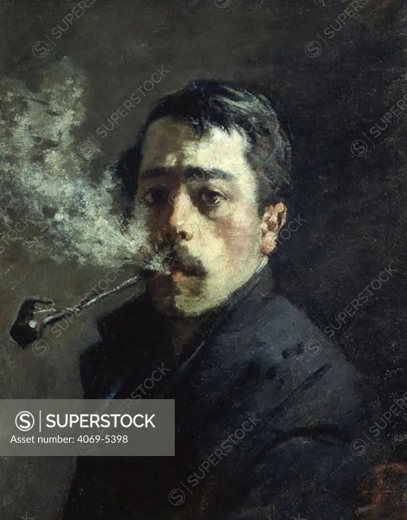 Self-portrait (CASTELLI) with pipe, 1886