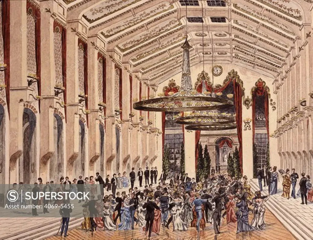 Sofienbad Saal (ballroom), Vienna, Austria, 1870 watercolour