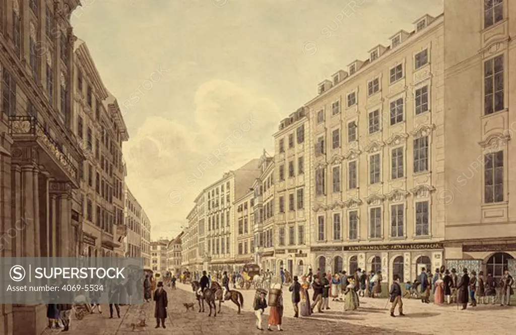 Kohlmarkt, Vienna, Austria, 19th century engraving