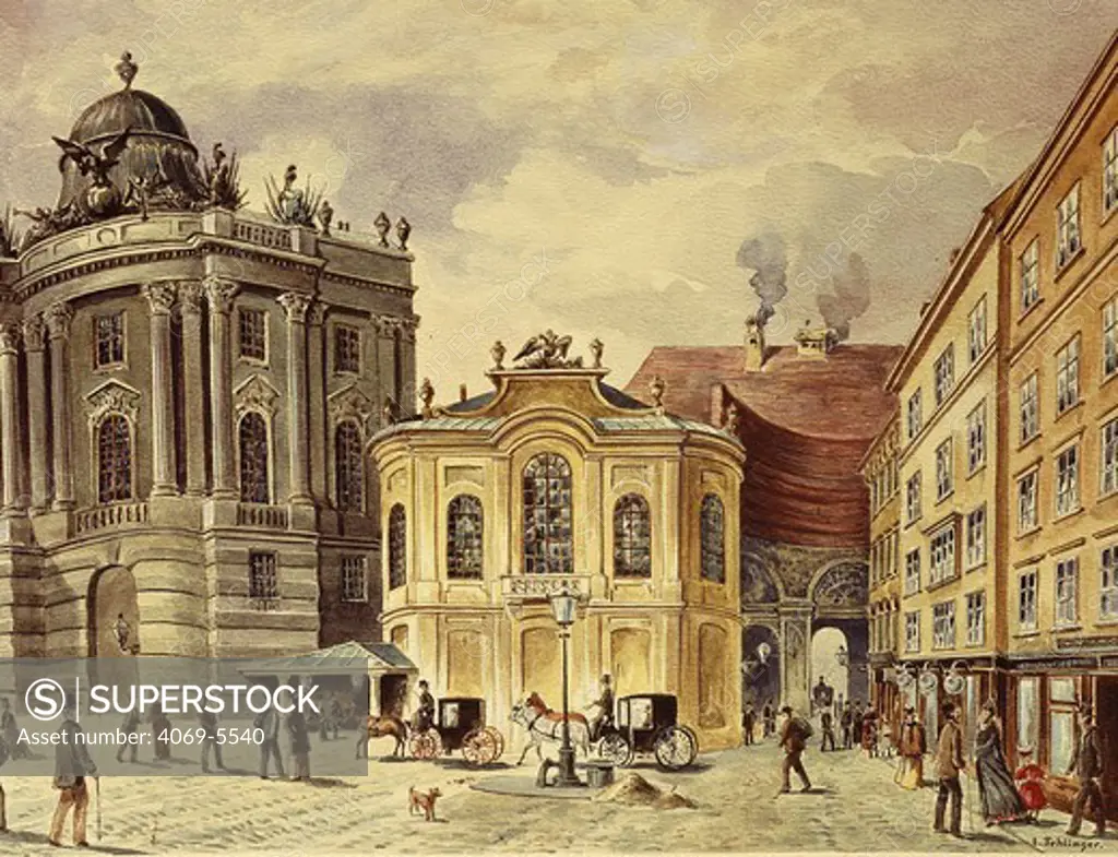 Saint Michael's Square, Vienna, Austria, 19th century engraving