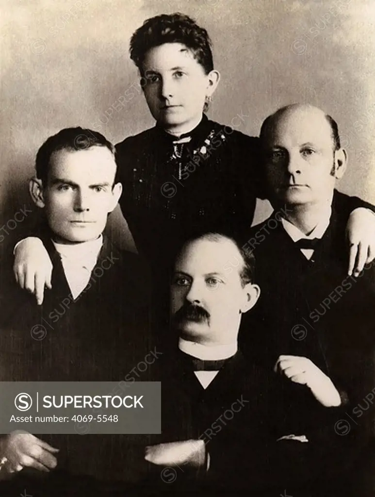 Bob, Jim (James H.) and Cole (Thomas Coleman) YOUNGER, American outlaws in Jesse James' gang, with sister Henrietta Younger Hall, 1889
