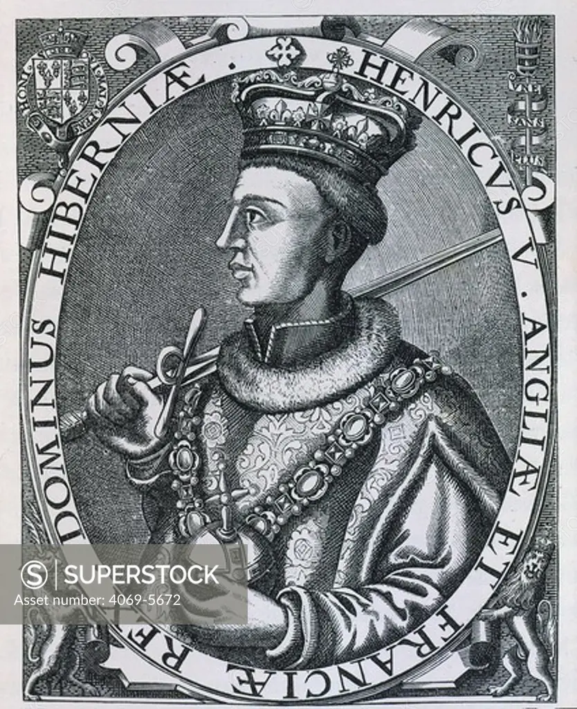 HENRY V, 1387-1422 King of England, 17th century engraving