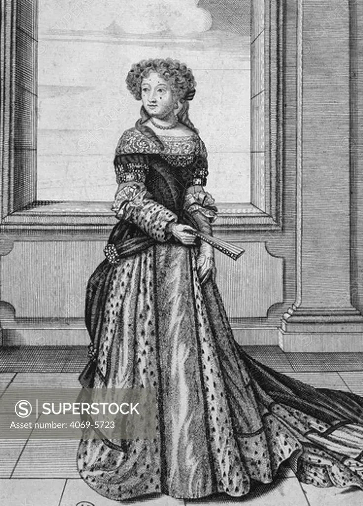 ELISABETH-CHARLOTTE of Bavaria, 1652-1722 Princess Palatine, wife of 'Monsieur' (Philippe d'OrlZans, brother of Louis XIV), engraving