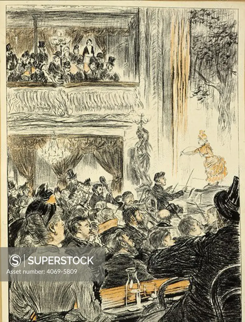 La Scala cafZ-concert, Paris, France, drawing, 1886
