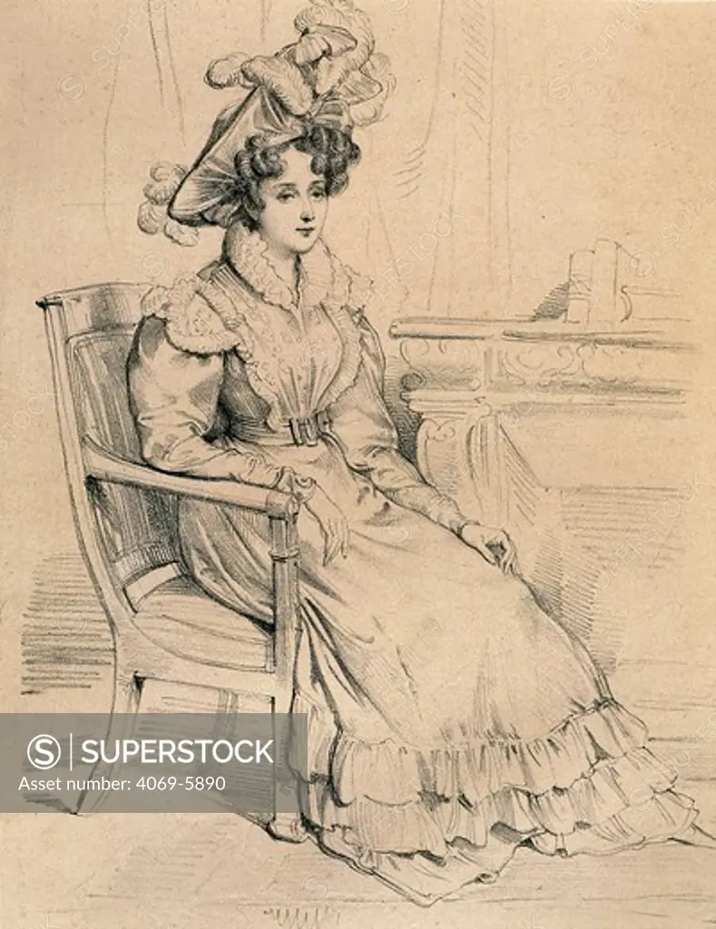 Harriet Smithson BERLIOZ, 1800-54 Irish actress, wife of Hector Berlioz, 1803-69 French composer, drawing
