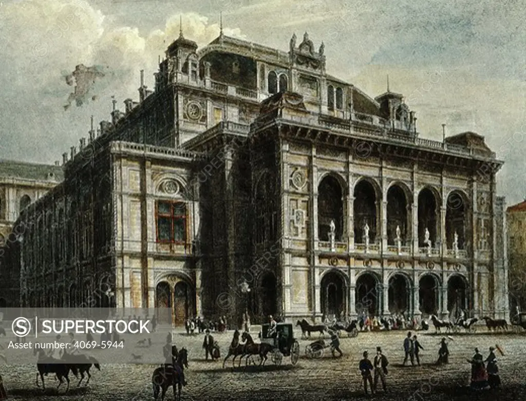 The opera house, Vienna, Austria, 19th century engraving