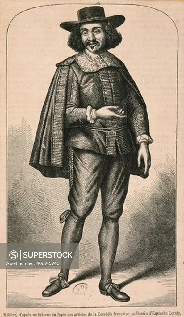 MOLIERE (Jean Baptiste Poquelin, 1622-73 French actor and playwright), 19th century engraving after painting in foyer of ComZdie Francaise theatre, Paris, France