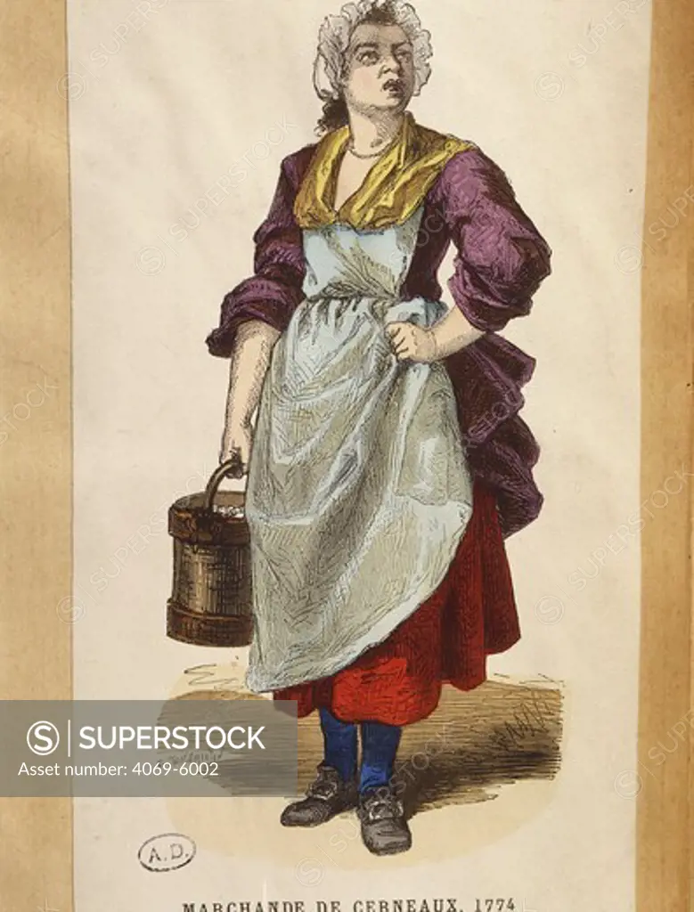 Walnut seller in 1774, 19th century French engraving