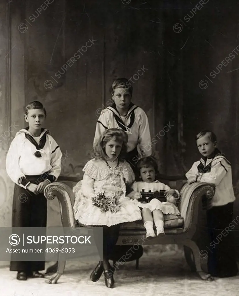 EDWARD VIII, 1894-1972, George VI (Albert), 1895-1952, Mary, The Princess Royal, 1897-1965, Henry, Duke of Gloucester, 1900-74 and George, Duke of Kent, 1902-42, children of George V, 1865-1936, King of England (1910-36) and Queen Mary, 1867-1953, photograph 1905