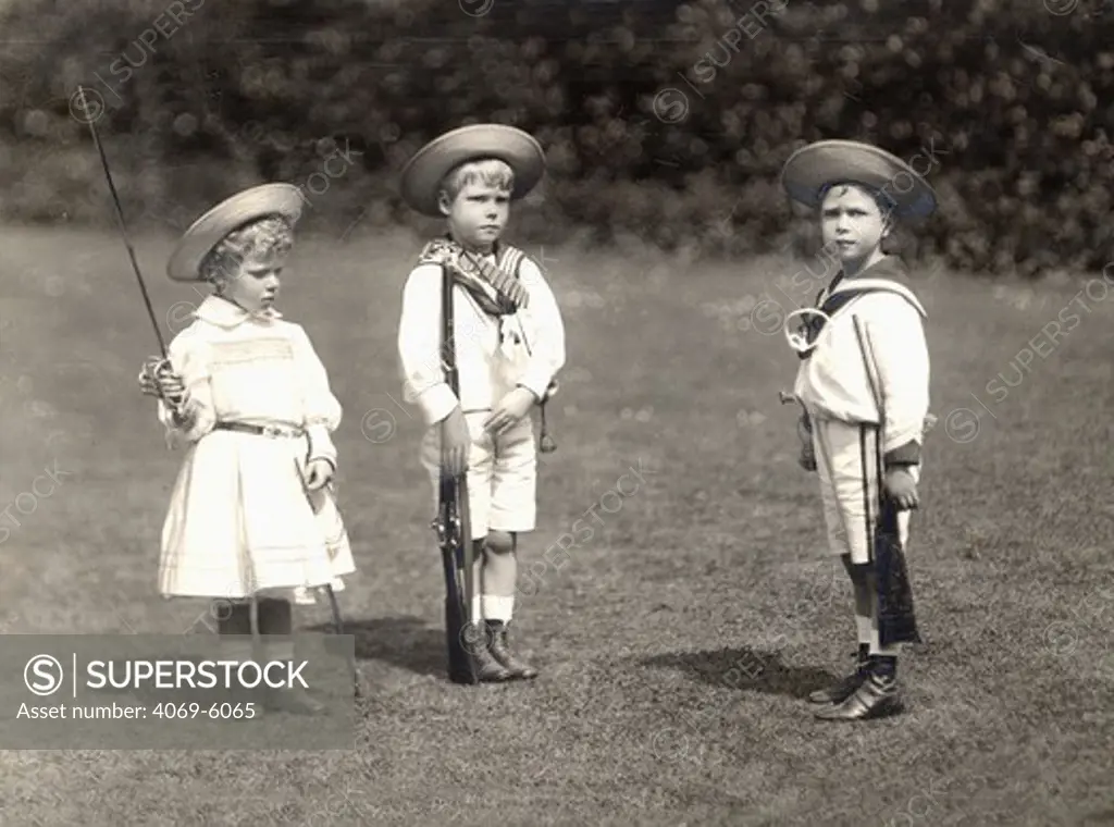 EDWARD VIII, 1894-1972 (Prince of Wales, future Edward VIII), George VI (Albert), 1895-1952 and Mary, The Princess Royal, 1897-1965, children of George V, 1865-1936, King of England (1910-36) and Queen Mary, 1867-1953, photograph