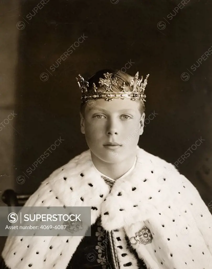 EDWARD, Prince of Wales, 1894-1972, (as a young boy wearing investiture robes), later to become King Edward VIII, at Buckingham Palace, photograph 1911