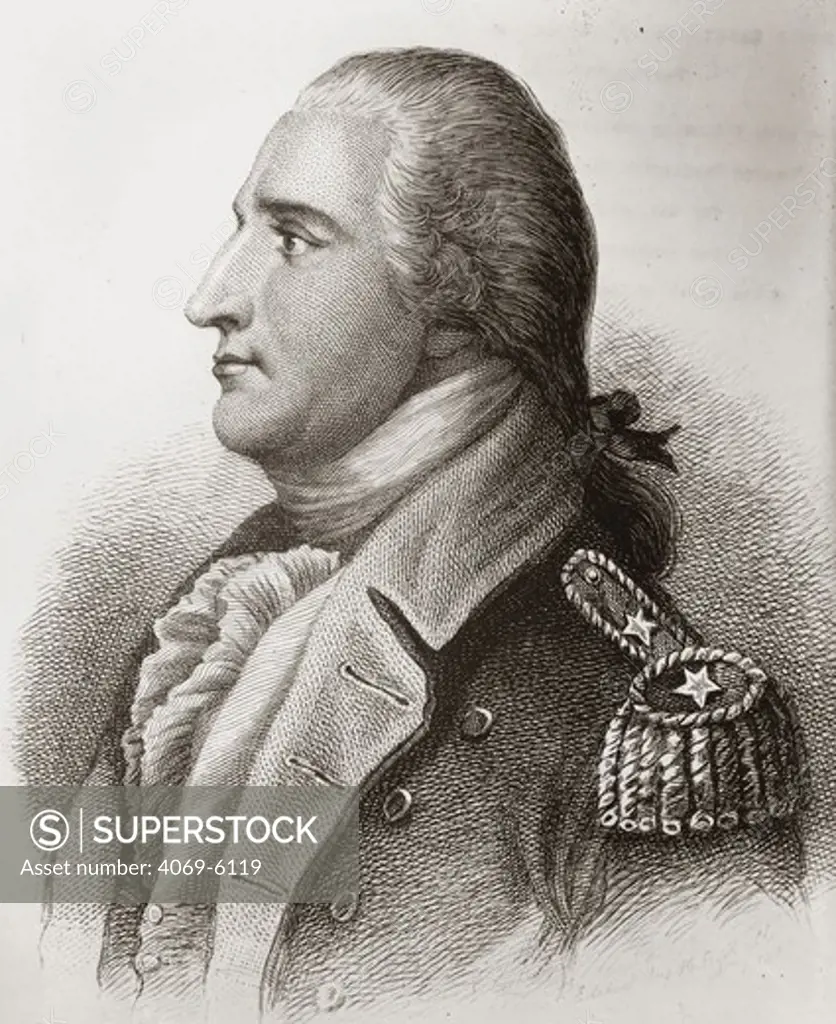 Benedict ARNOLD, 1741-1801. Born in Connecticut, he is remembered for his defection to the British after the capture of Major John Andre. Engraving by H.B. Hall, 1879