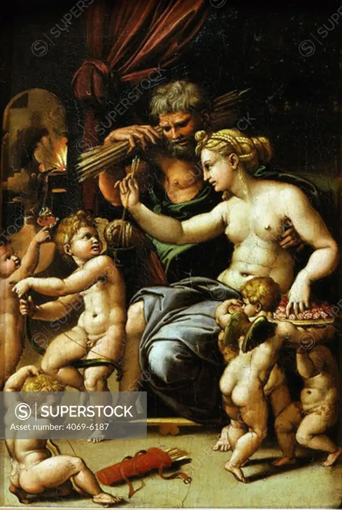 Venus and Vulcan with Eros and five putti