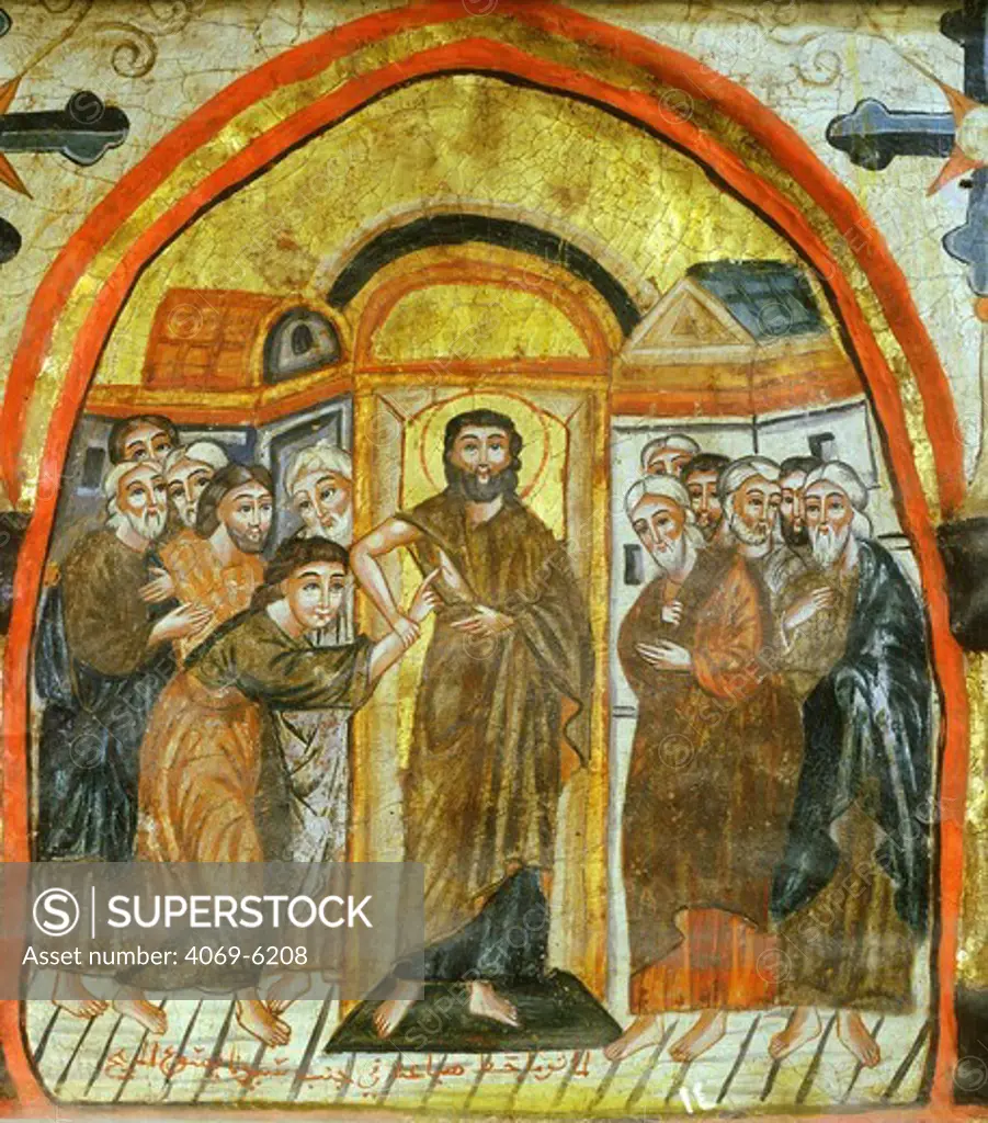 Doubting Thomas, Coptic icon, byzantine influence, 14th century