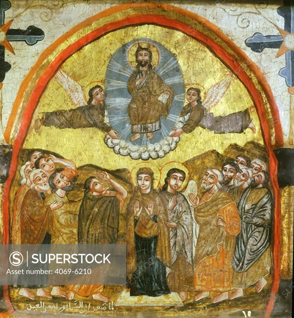 Ascension, Coptic icon, byzantine influence, 14th century,