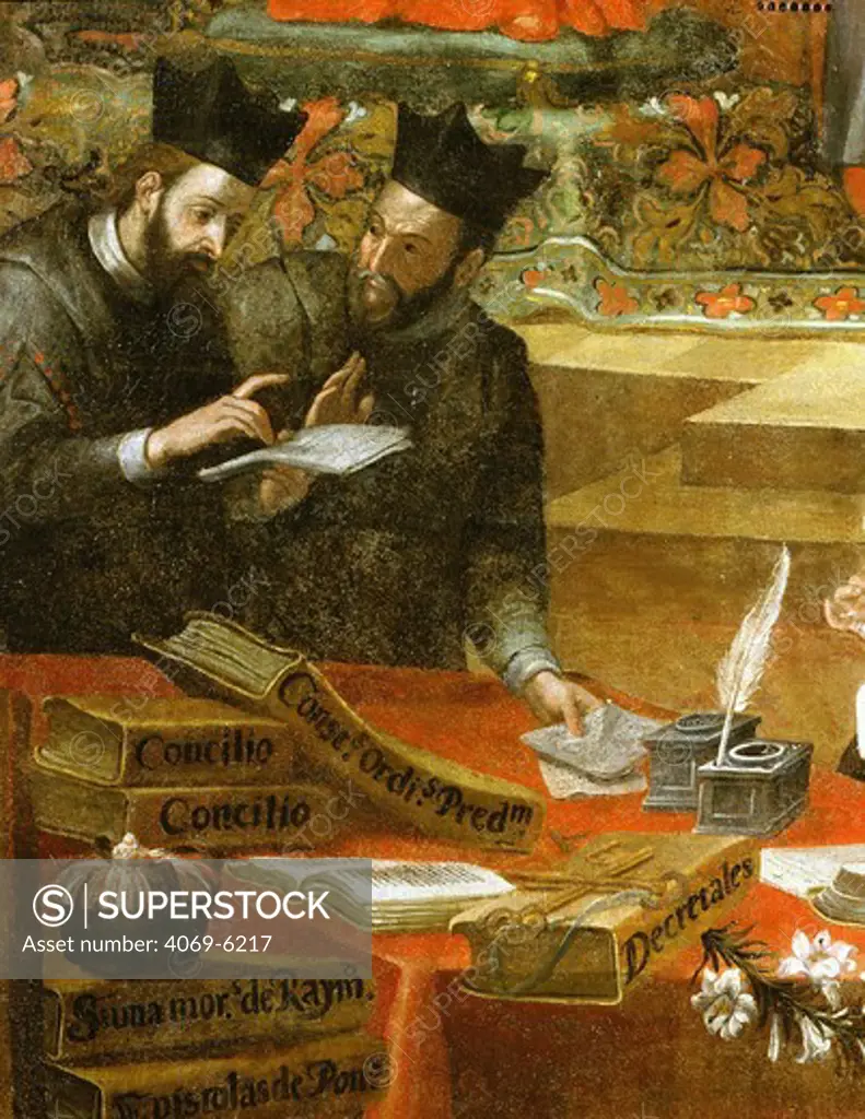 Two Jesuits in discussion, from Saint RAYMOND of Penafort, counsellor to Pope Gregory IX, from Convent of Saint Esteban, detail