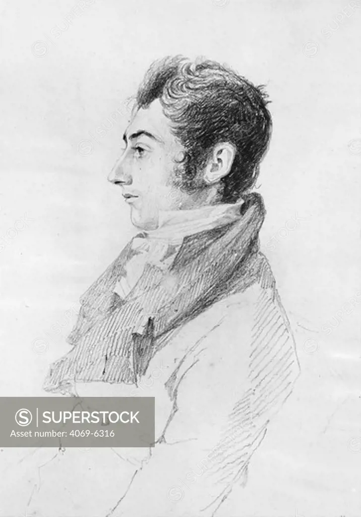 Sir William Jackman HOOKER, 1785-1865, botanist and first director of Kew Gardens, pencil 1812, engraved by Mrs Dawson Turner, 1813