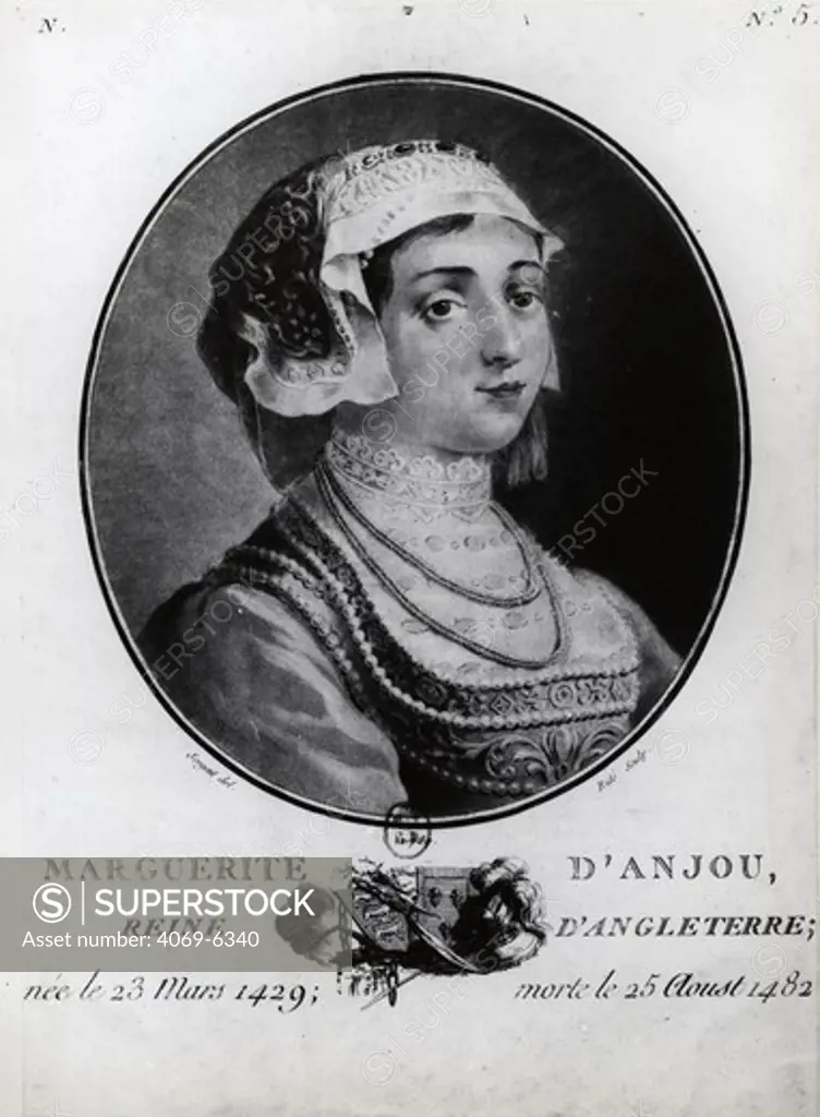 MARGUERITE d'Anjou, 1429-82, Queen of England, wife of Henry VI and leader of the Lancastrians during the War of the Roses 1455-85, engraving by Sergent, c.1778