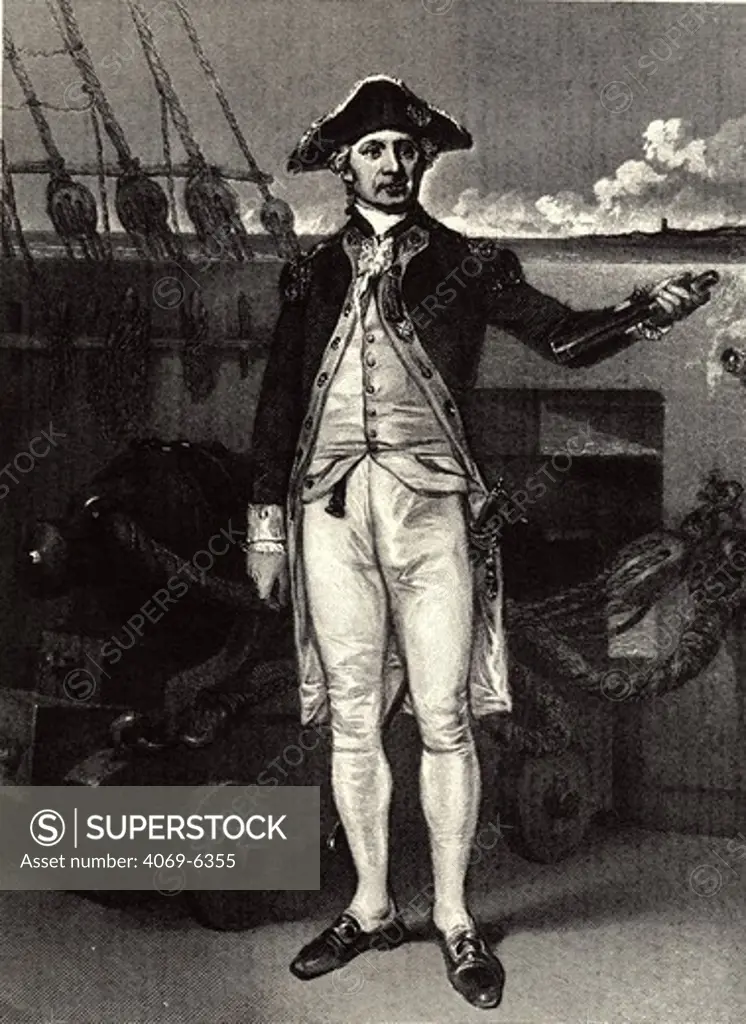 John Paul JONES, 1747-92, American naval officer and revolutionary hero, captured HMS Drake in 1778, the first British ship to surrender to an American vessel, engraving after Alonzo Chappel, c.1862