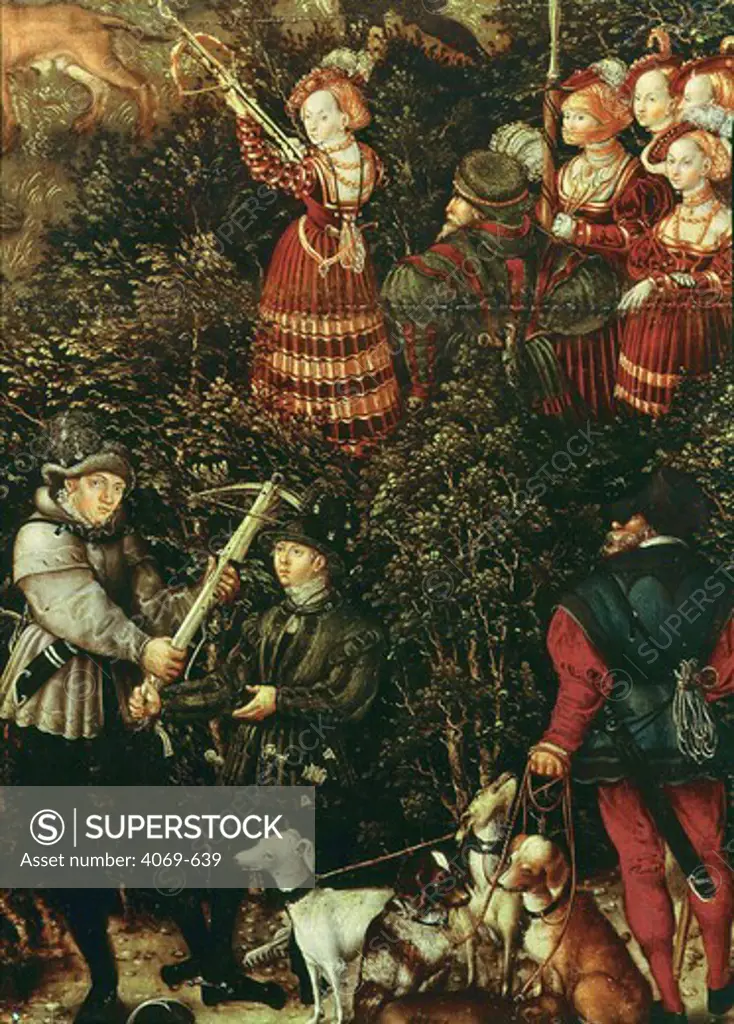 Group of women hunting, from Hunting Party in Honour of CHARLES V at Torgau Castle, 1544 (detail)