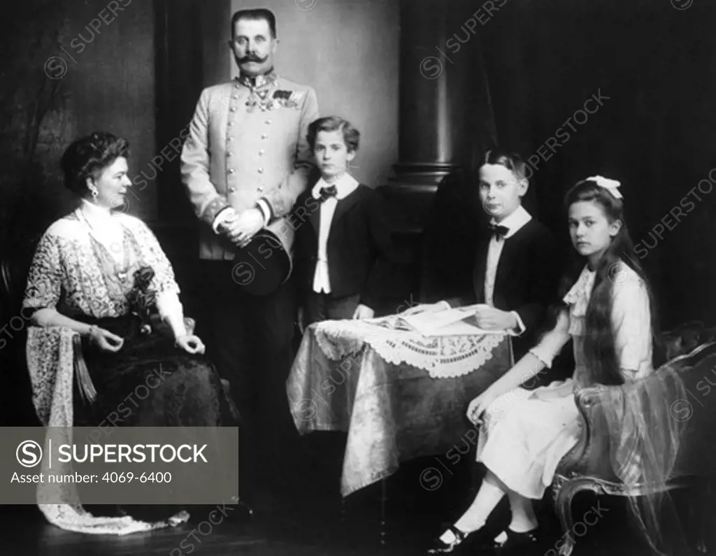 Archduke FRANZ FERDINAND, 1863-1914, with his wife, Sophie van Chotkovato and children