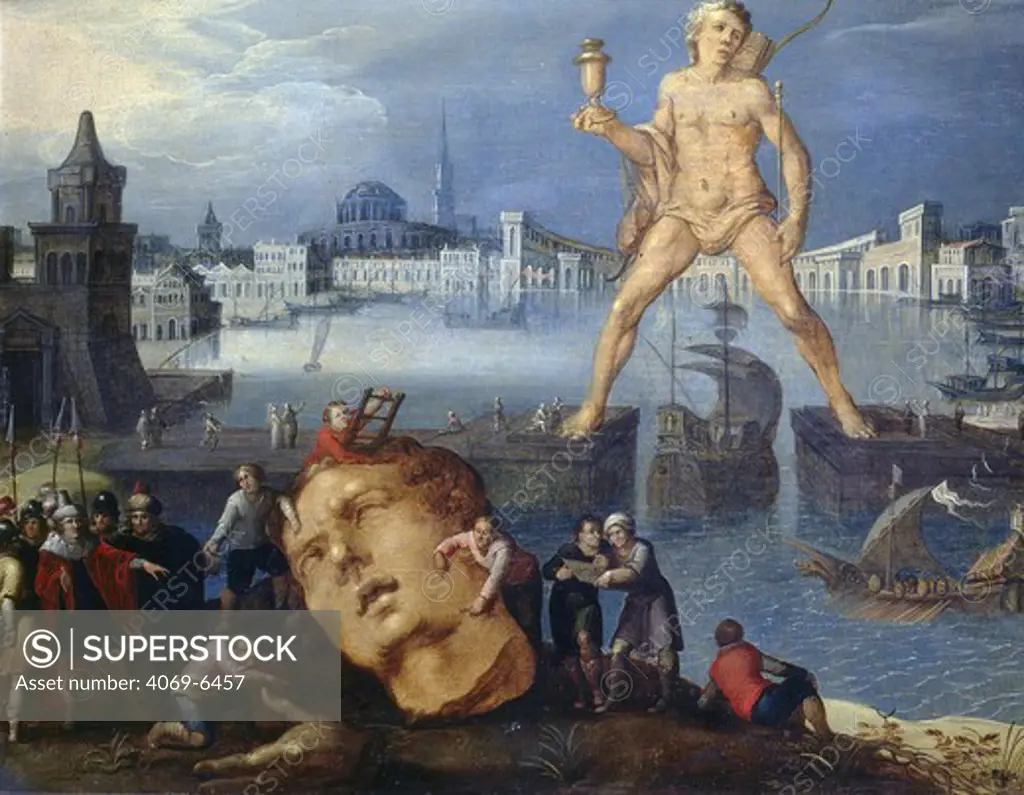 The Colossus at Rhodes, oil on wood