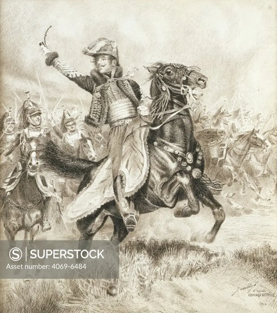 The General's Charge, drawing, after Eduard Detaille, 1914