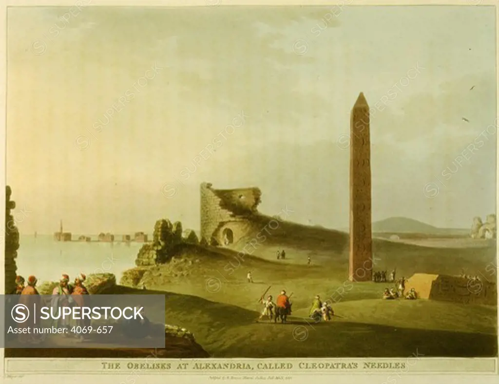 The obelisk at Alexandria called Cleopatra's Needle, before removal to London, from Views in Egypt, 1801