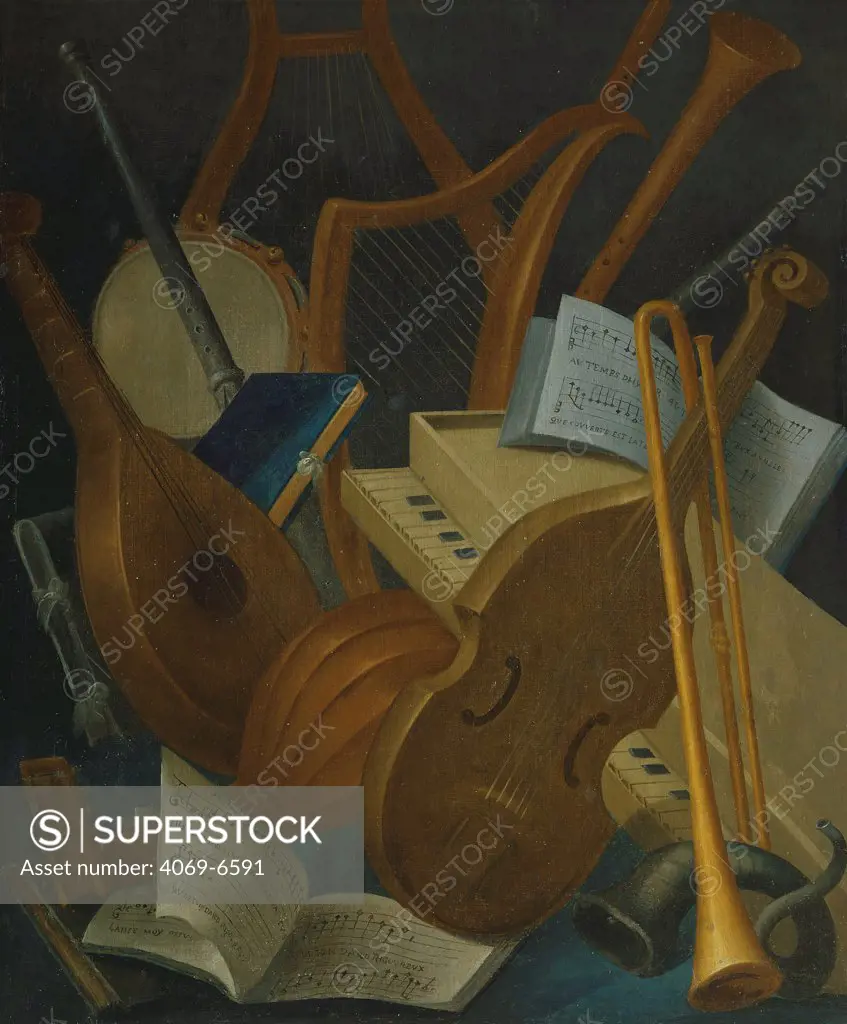 Allegory of Music, painted panel from Cabinet des Grelots, Bells Cabinet, 1554
