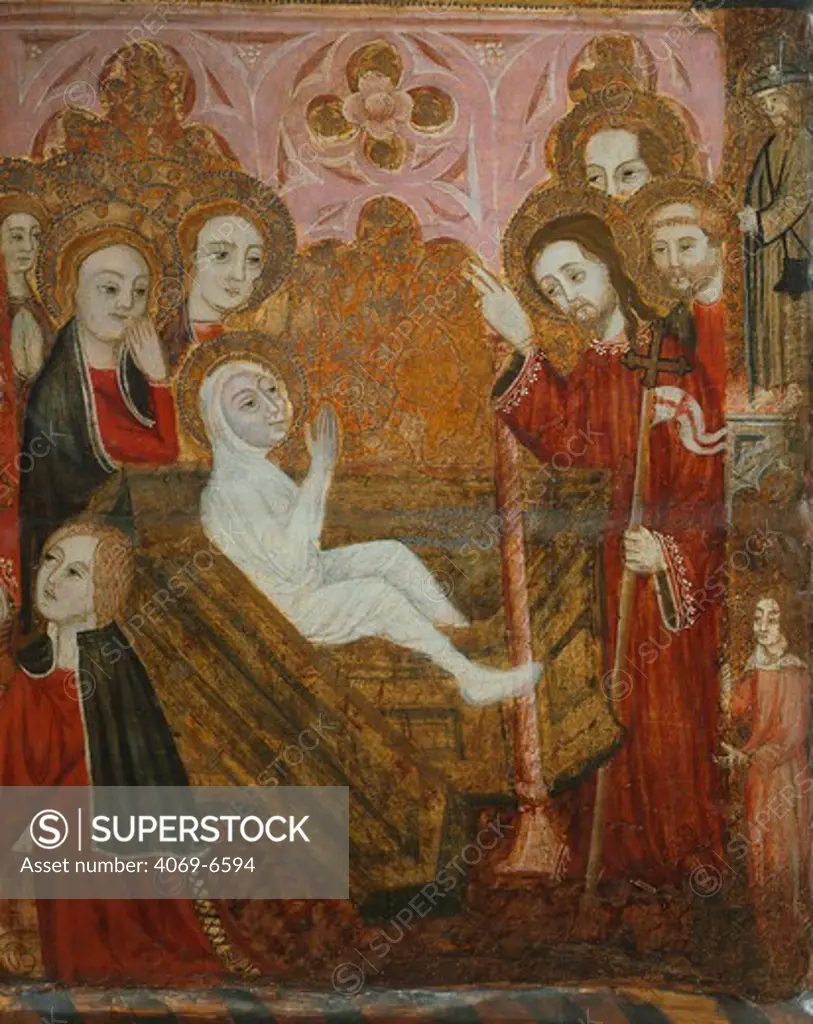 The Resurrection of LAZARUS, Gothic retable showing the life of Saint LAZARUS, wood, 14th century