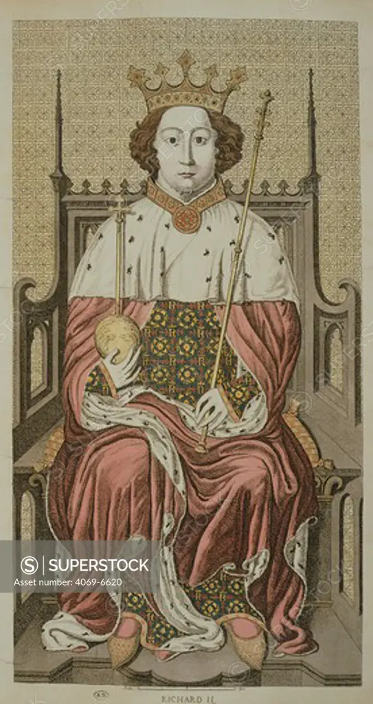 RICHARD II, 1367-1400, King of England, at Westminster, drawing after painting made at Jerusalem