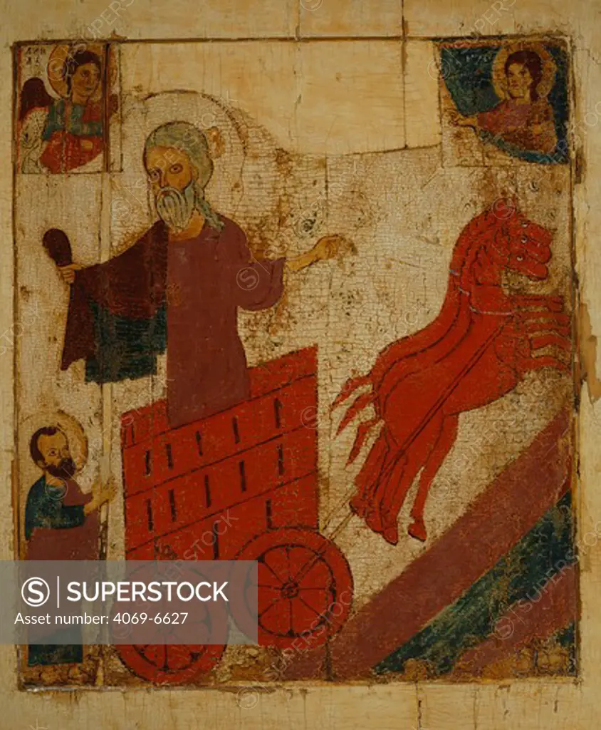 The Prophet Elijah in his Chariot, late 13th century, from Banca Intesa Collection of Russian Icons