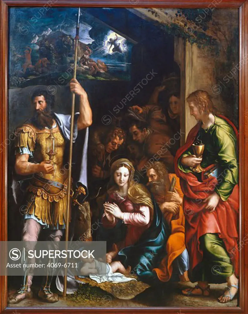 Adoration of the Shepherds with Saint Longin and Saint John the Evangelist, c.1532-32