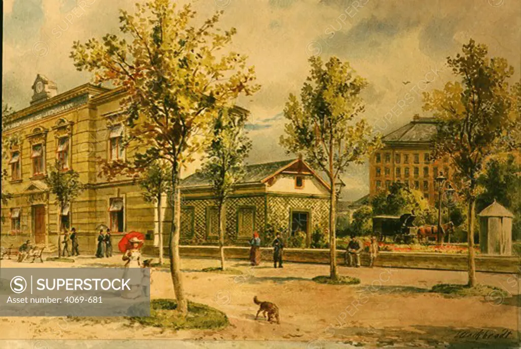 Promenade in Vienna, Watercolour by Marc Bradtend 1800