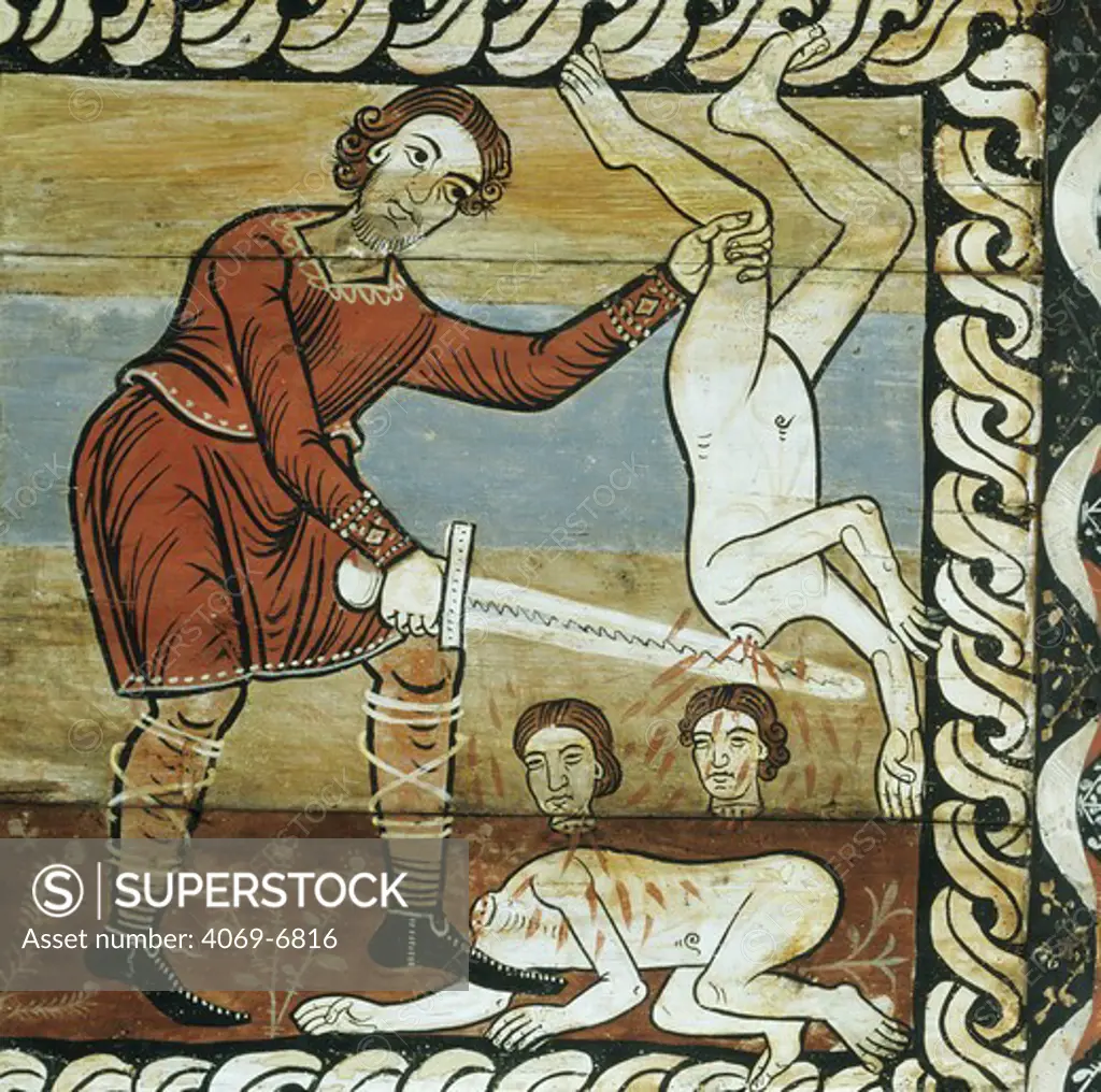 The Massacre of the Innocents, Romanesque painted ceiling, c. 1150, Grisons canton, Switzerland, detail