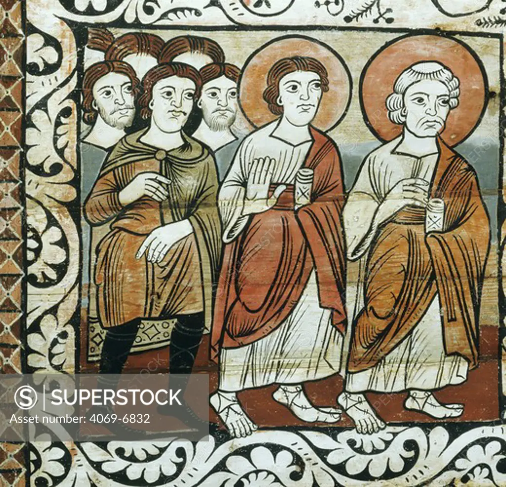 The Apostles and the Hebrew people, Romanesque painted ceiling, c. 1150, Grisons canton, Switzerland, detail