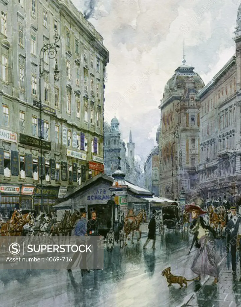 A corner of the Graben in Vienna watercolour by F. Kopallik 1911