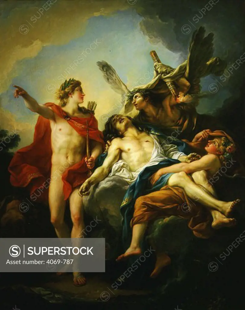 Apollo and Sarpedon at his death (accompanied by winged genies Sleep (or Hypnos) and Death (or Thanatos))