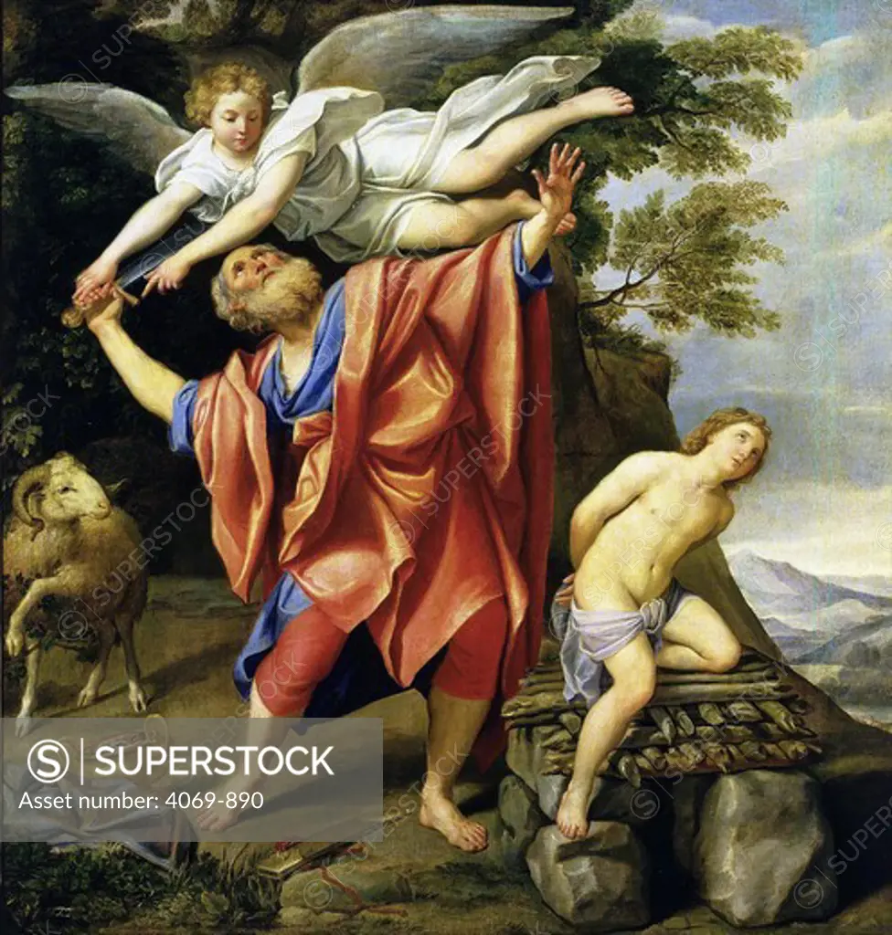 Sacrifice of Isaac, Abraham restrained by angel, c. 1630