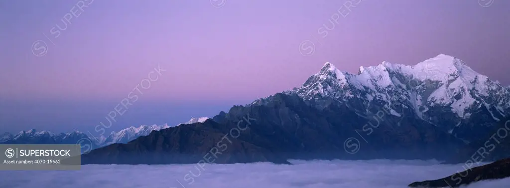 Langtang ridge just before sunrise, Langtang NP, Nepal. view from Laurebina Yak (4000m)