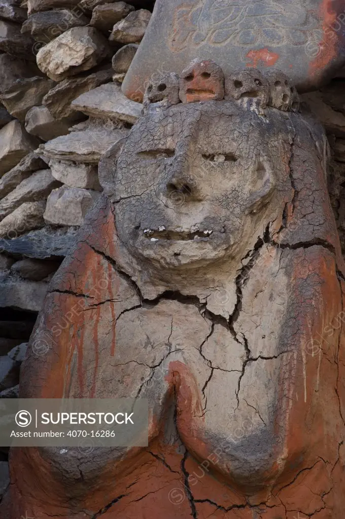 Pre-budhistic statue 'Bí¶n' depecting male ancestor, Jharkot, Mustang, Nepal
