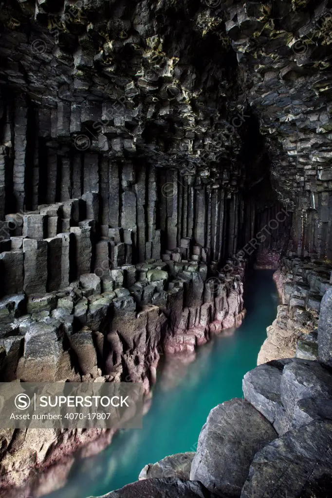 Fingal's Cave, showing basalt columns, Isle of Staffa, Inner Hebrides, Scotland, UK, June 2010