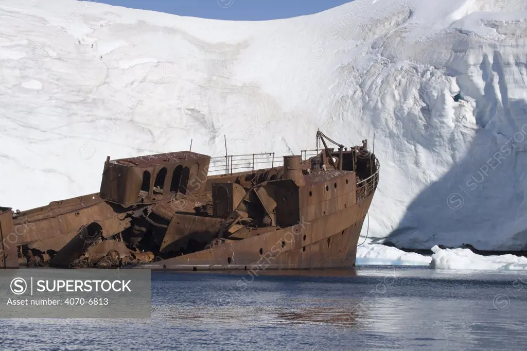 Wreck of a whalring ship in Paradise Cove, Antarctica.